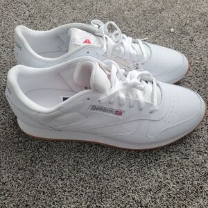 Reebok Men's/ Womens White Leather Sneakers with Gum Sole